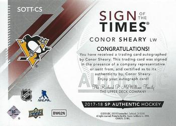 2017-18 SP Authentic - Sign of the Times #SOTT-CS Conor Sheary Back