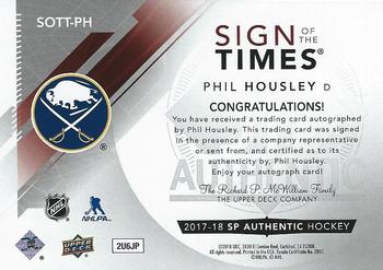 2017-18 SP Authentic - Sign of the Times #SOTT-PH Phil Housley Back