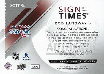 2017-18 SP Authentic - Sign of the Times #SOTT-RL Rod Langway Back