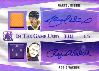 2017-18 Leaf In The Game Used - In The Game Used Dual Auto Purple #GUA2-08 Marcel Dionne / Rogie Vachon Front