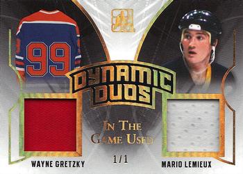 2017-18 Leaf In The Game Used - Dynamic Duos Gold #DD-01 Wayne Gretzky / Mario Lemieux Front