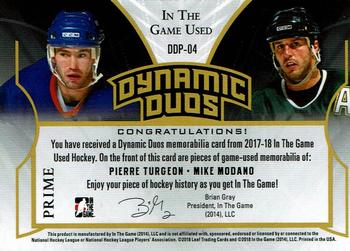 2017-18 Leaf In The Game Used - Dynamic Duos Prime Silver #DDP-04 Pierre Turgeon / Mike Modano Back