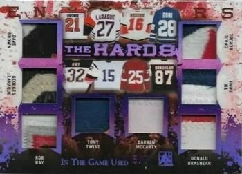 2017-18 Leaf In The Game Used - The Hard 8 Purple #TH8-01 Dave Brown / Georges Laraque / Craig Berube / Tie Domi / Rob Ray / Tony Twist / Darren McCarty / Donald Brashear Front