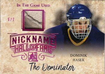 2017-18 Leaf In The Game Used - The Nickname Hall of Fame Magenta #NHF-11 Dominik Hasek Front