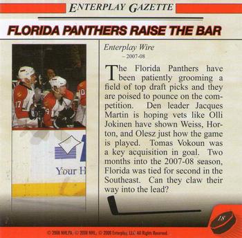 2007-08 Enterplay Fun Pak Player Standees - Headlines #18 Florida Panthers Raise The Bar Back
