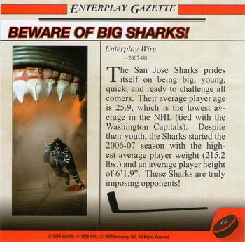 2007-08 Enterplay Fun Pak Player Standees - Headlines #19 Beware Of Big Sharks Back