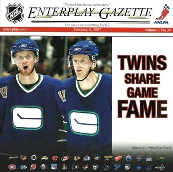 2007-08 Enterplay Fun Pak Player Standees - Headlines #39 Twins Share Game Fame Front