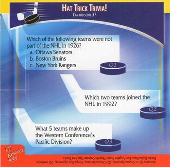 2007-08 Enterplay Fun Pak Player Standees - Hat Trick Trivia #G7 Hat Trick Trivia Front