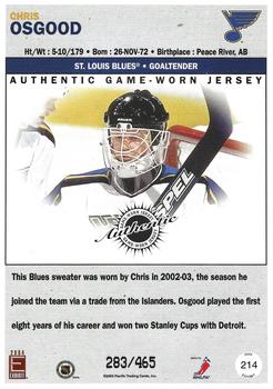 2003-04 Pacific Exhibit - Silver #214 Chris Osgood Back