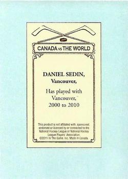 2011-12 In The Game Canada vs. The World - 100 Years of Hockey Card Collecting #10 Daniel Sedin Back