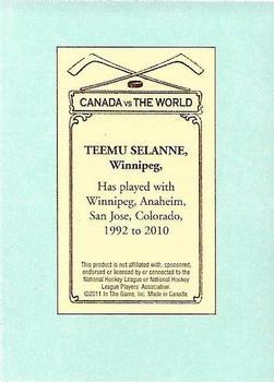 2011-12 In The Game Canada vs. The World - 100 Years of Hockey Card Collecting #13 Teemu Selanne Back