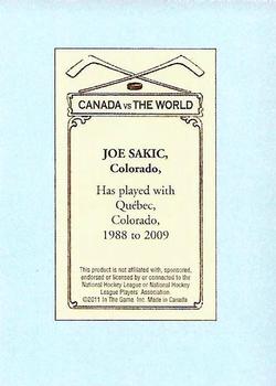 2011-12 In The Game Canada vs. The World - 100 Years of Hockey Card Collecting #87 Joe Sakic Back