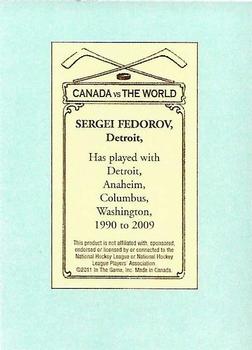 2011-12 In The Game Canada vs. The World - 100 Years of Hockey Card Collecting #91 Sergei Fedorov Back
