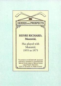 2010-11 In The Game Heroes and Prospects - 100 Years of Hockey Card Collecting #56 Henri Richard Back