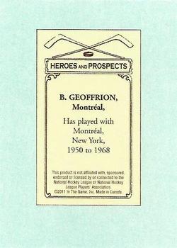 2010-11 In The Game Heroes and Prospects - 100 Years of Hockey Card Collecting #79 Bernie Geoffrion Back