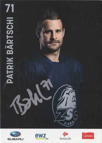 2015-16 ZSC Lions (NL) Autographs #NNO Patrik Bartschi Front