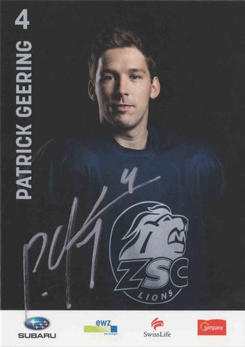 2015-16 ZSC Lions (NL) Autographs #NNO Patrick Geering Front