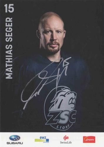 2015-16 ZSC Lions (NL) Autographs #NNO Mathias Seger Front
