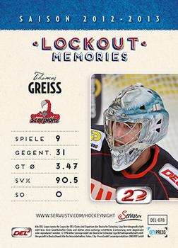 2013-14 Playercards Inside (DEL) #78 Thomas Greiss Back