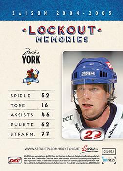2013-14 Playercards Inside (DEL) #92 Mike York Back