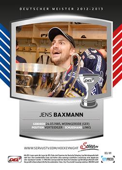 2013-14 Playercards Inside (DEL) #181 Jens Baxmann Back