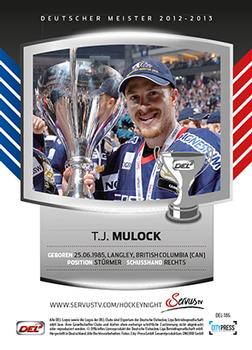 2013-14 Playercards Inside (DEL) #186 T.J. Mulock Back