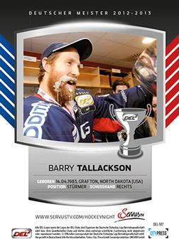2013-14 Playercards Inside (DEL) #187 Barry Tallackson Back