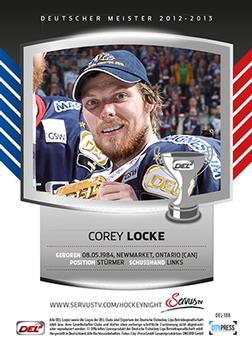 2013-14 Playercards Inside (DEL) #188 Corey Locke Back