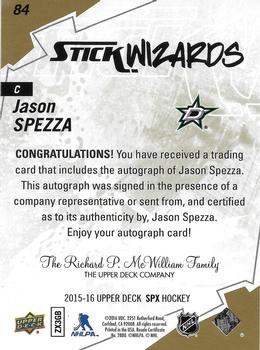 2015-16 SPx - Stick Wizarrds Autographs #84 Jason Spezza Back