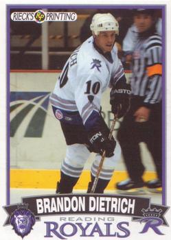 2002-03 Rieck's Printing Reading Royals (ECHL) #NNO Brandon Dietrich Front
