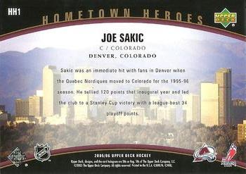 2005-06 Upper Deck - Hometown Heroes #HH1 Joe Sakic Back