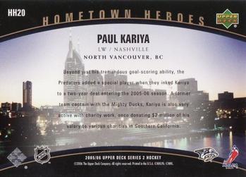 2005-06 Upper Deck - Hometown Heroes #HH20 Paul Kariya Back