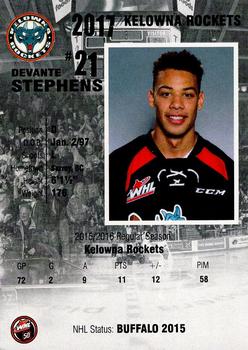 2016-17 Kelowna Rockets (WHL) #NNO Devante Stephens Back