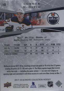2017-18 Upper Deck Ultimate Collection - Onyx #10 Connor McDavid Back