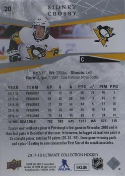 2017-18 Upper Deck Ultimate Collection - Onyx #20 Sidney Crosby Back
