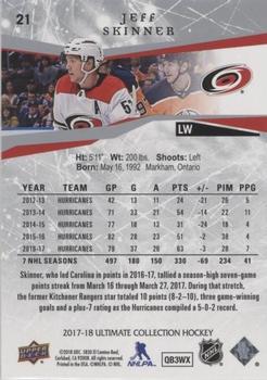2017-18 Upper Deck Ultimate Collection - Onyx #21 Jeff Skinner Back