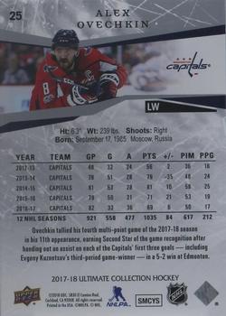 2017-18 Upper Deck Ultimate Collection - Onyx #25 Alex Ovechkin Back