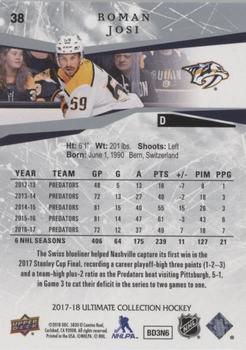 2017-18 Upper Deck Ultimate Collection - Onyx #38 Roman Josi Back