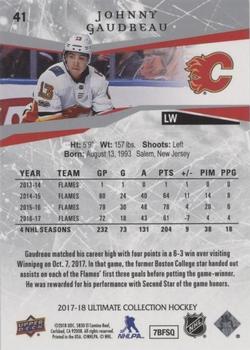 2017-18 Upper Deck Ultimate Collection - Onyx #41 Johnny Gaudreau Back