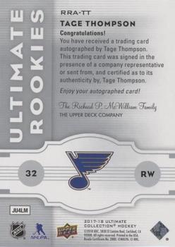2017-18 Upper Deck Ultimate Collection - 2007-08 Retro Rookie Auto #RRA-TT Tage Thompson Back