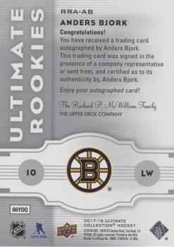 2017-18 Upper Deck Ultimate Collection - 2007-08 Retro Rookie Auto #RRA-AB Anders Bjork Back