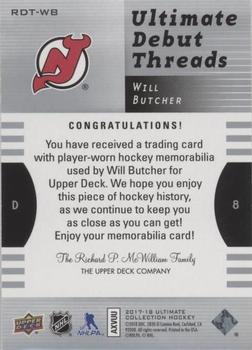 2017-18 Upper Deck Ultimate Collection - 2007-08 Retro Debut Threads #RDT-WB Will Butcher Back