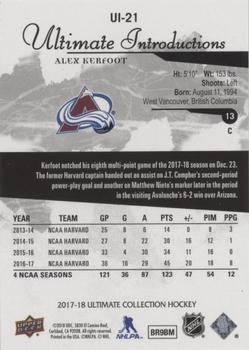 2017-18 Upper Deck Ultimate Collection - Ultimate Introductions #UI-21 Alex Kerfoot Back