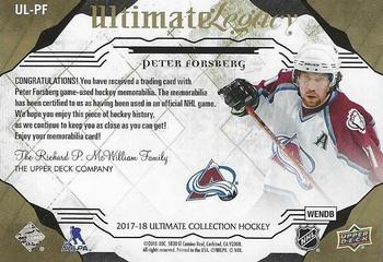 2017-18 Upper Deck Ultimate Collection - Ultimate Legacy Jersey #UL-PF Peter Forsberg Back