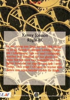 1994-95 Leaf Elit Set (Swedish) - Gold #11 Kenny Jonsson Back