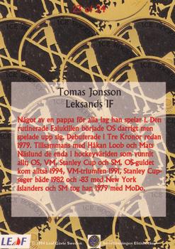 1994-95 Leaf Elit Set (Swedish) - Gold #23 Tomas Jonsson Back