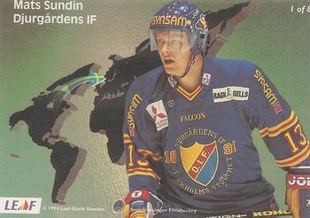 1994-95 Leaf Elit Set (Swedish) - Guest Star Special #1 Mats Sundin Back