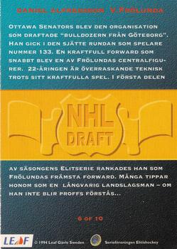 1994-95 Leaf Elit Set (Swedish) - NHL Drafts #6 Daniel Alfredsson Back