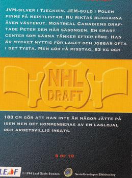 1994-95 Leaf Elit Set (Swedish) - NHL Drafts #8 Peter Strom Back