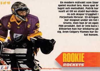1994-95 Leaf Elit Set (Swedish) - Rookie Rockets #8 Patrik Haltia Back